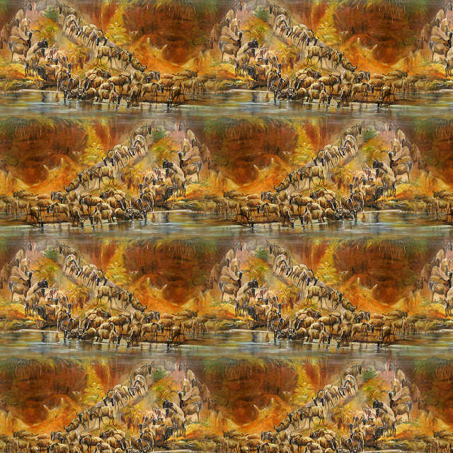 A sample of Repeating Pattern, Conversational Design, Figurative Design, Naturalistic, Wallpaper Group PG
